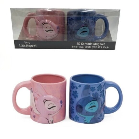 NIB Officially Disney Licensed LILO & Stitch 3D Large Ceramic 20 Oz Mug Set - Picture 1 of 7